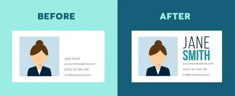 La jerarquía como principio de diseño tal y como se aprecia en el diseño de una tarjeta de visita.