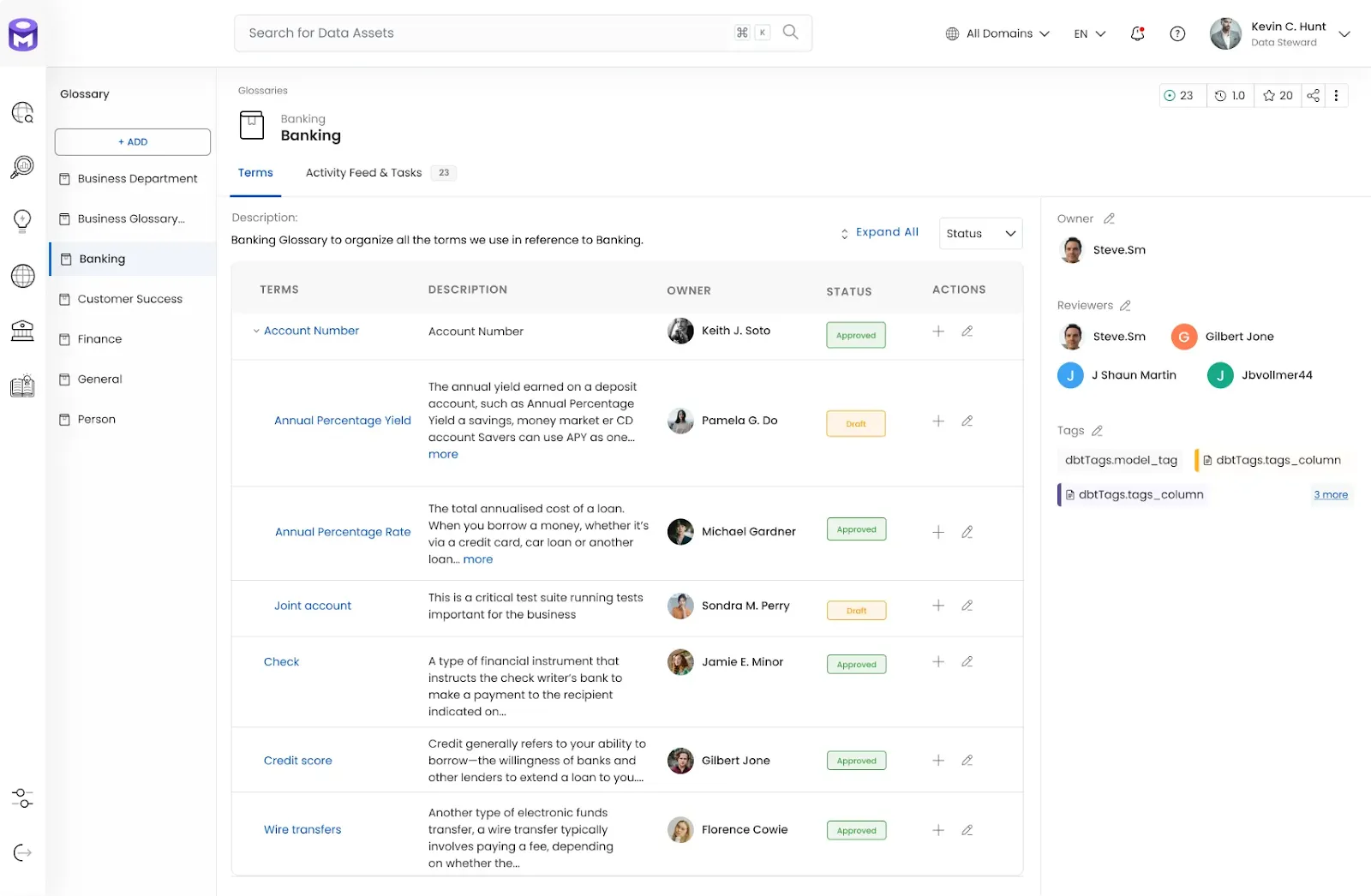 OpenMetadata irányítópult