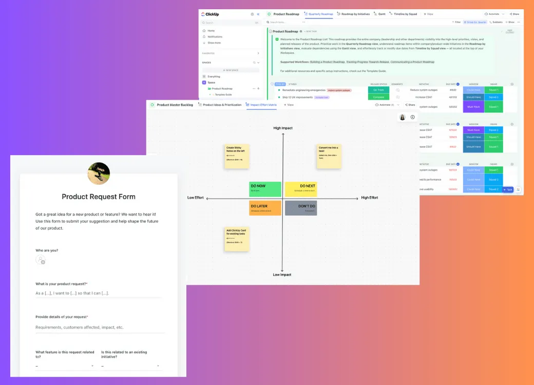 Produkt-Roadmap-Vorlagen von ClickUp