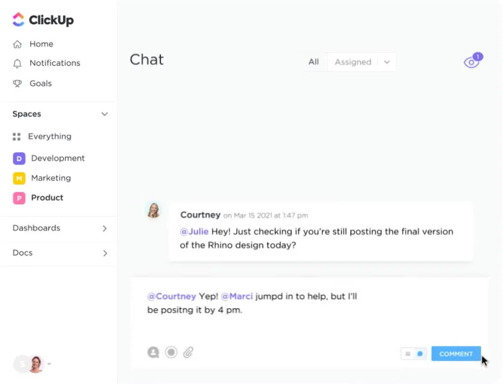 ClickUp-Chat-Ansicht