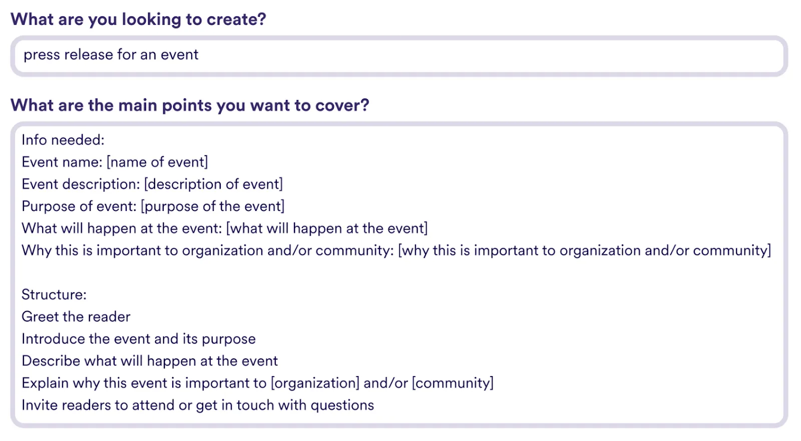 Modelo de comunicado de imprensa para um evento