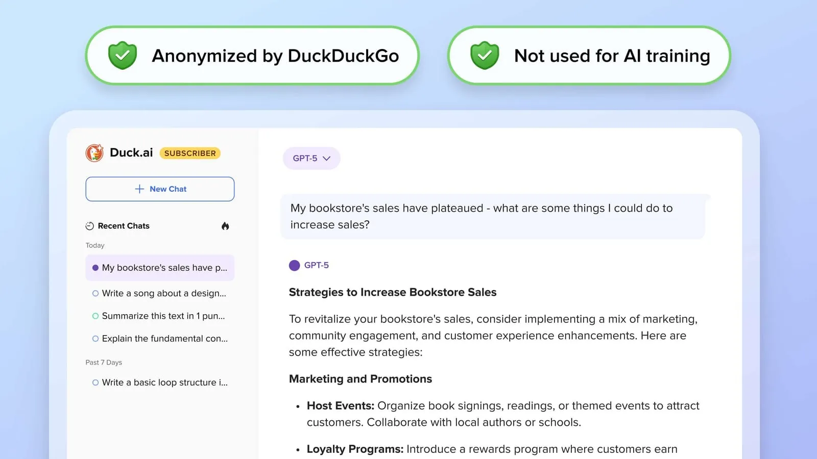 Tableau de bord Duck.ai : les meilleurs outils d'IA pour les équipes soucieuses de la confidentialité