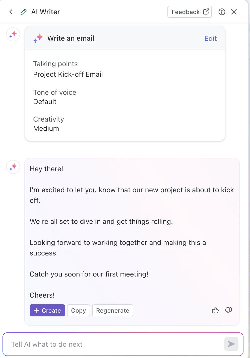 AI Writer for Work da ClickUp Brain