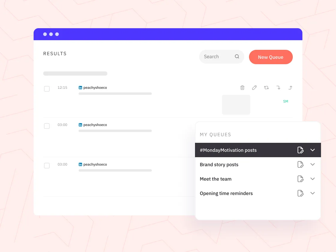 Ejemplo de calendario de contenido de Sendible