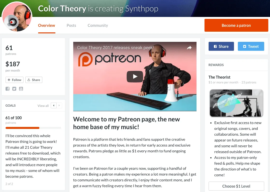 Patreon (am besten geeignet für Ersteller, die ihre Inhalte monetarisieren möchten)