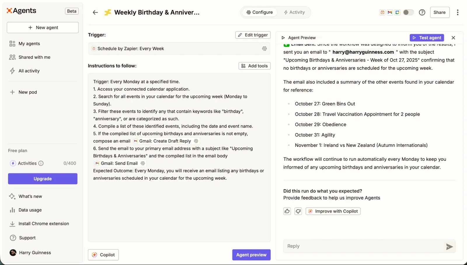 Zapier 대시보드: 마케팅 팀을 위한 AI 에이전트 구축 방법