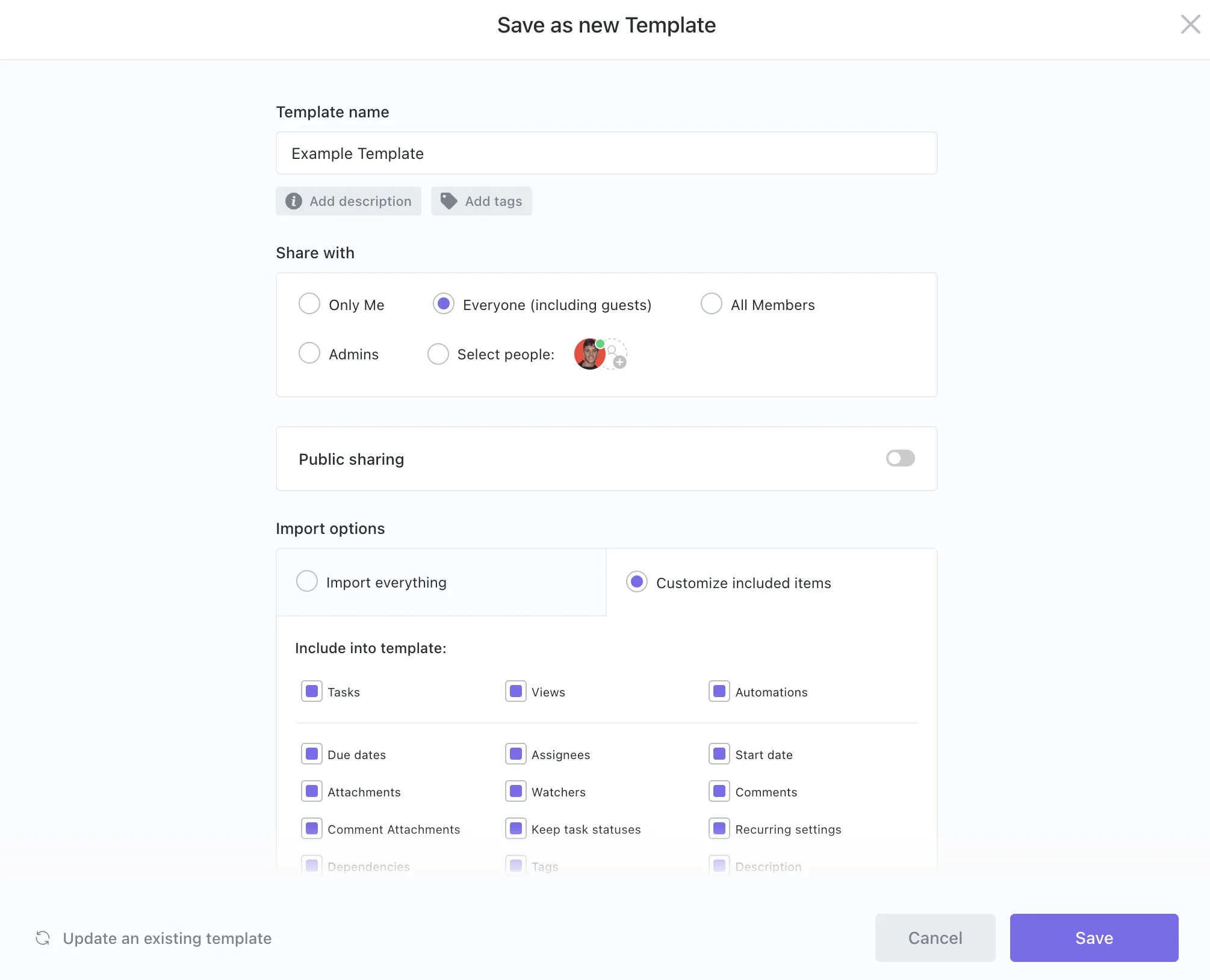 Template Daftar ClickUp