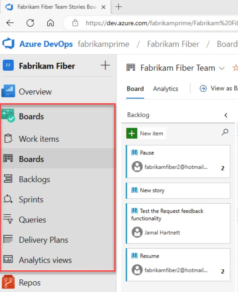 Влезте в уеб портала на Azure, изберете проекта си и отворете „Табла“: Кумулативна диаграма на потока