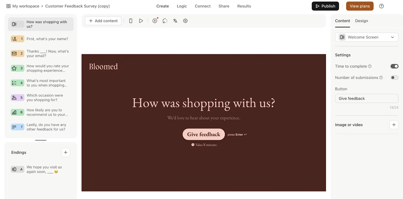 Modèles Typeform : modèle de formulaire de commentaires clients