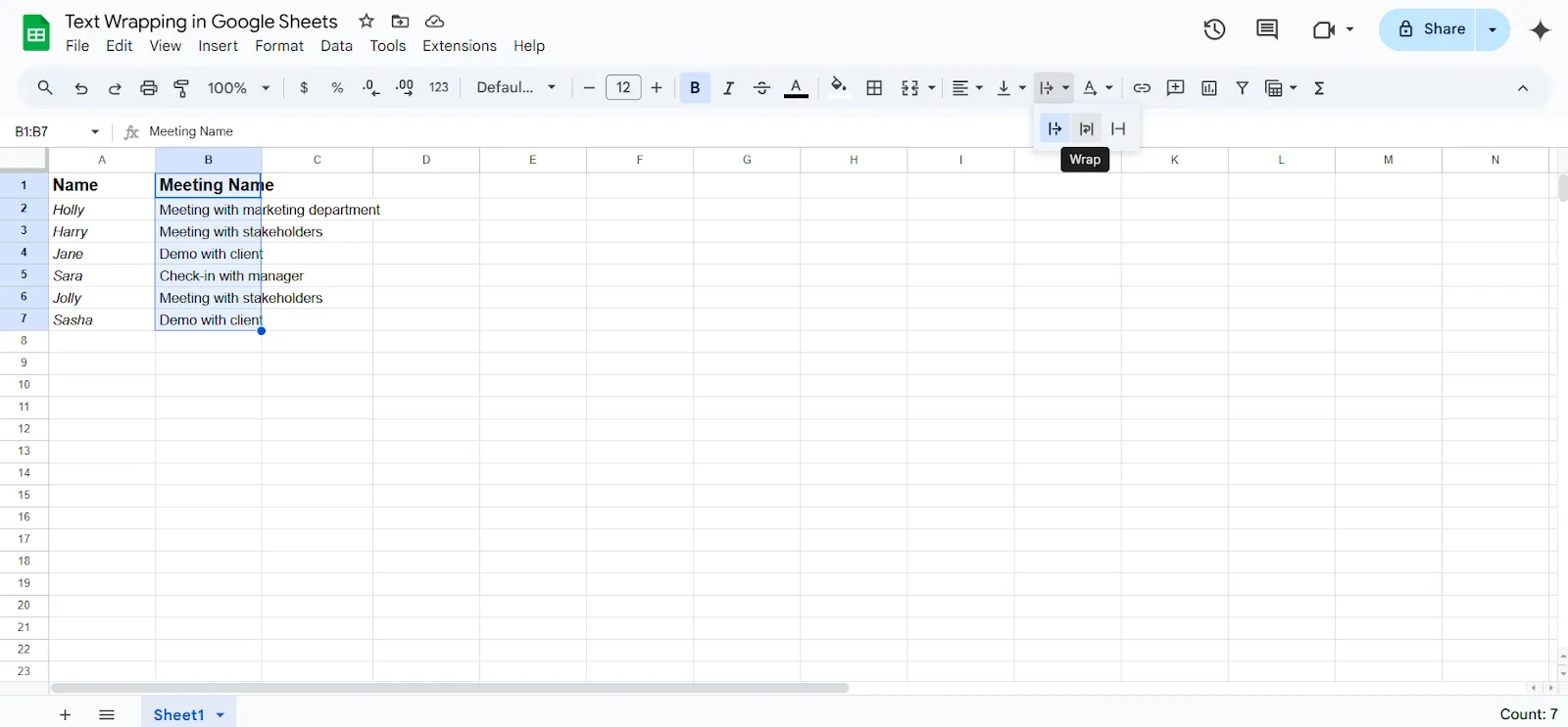 วิธีห่อข้อความใน Google Sheets วิธีที่ 1 ขั้นตอนที่ 4