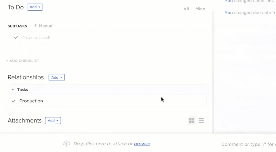 ClickUp Dépendances : chatgpt construction