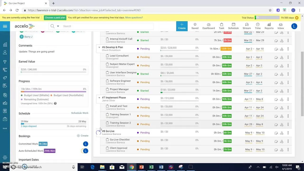 Software di consulenza: dashboard di Accelo