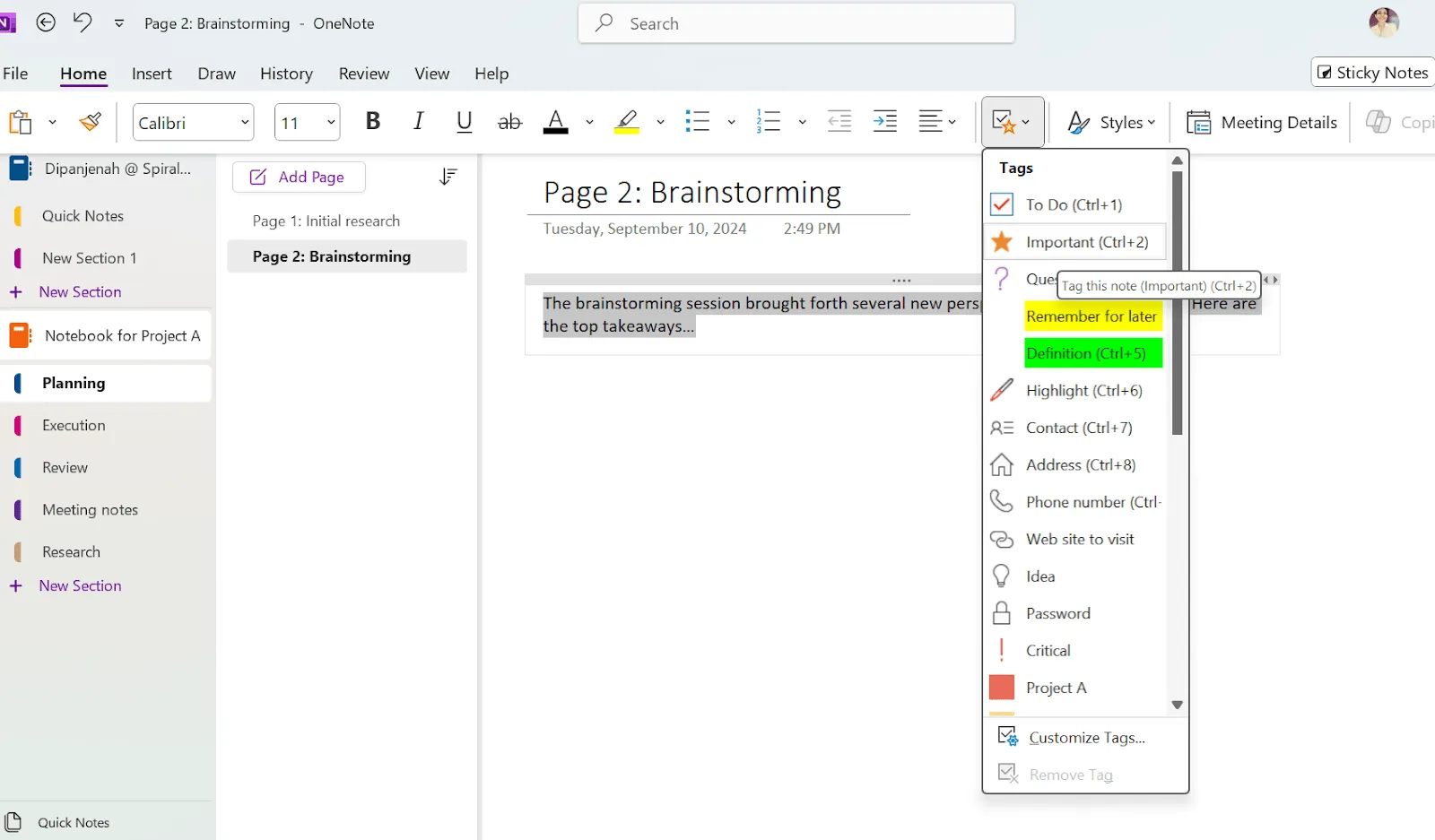 Jak organizovat OneNote – funkce značkování