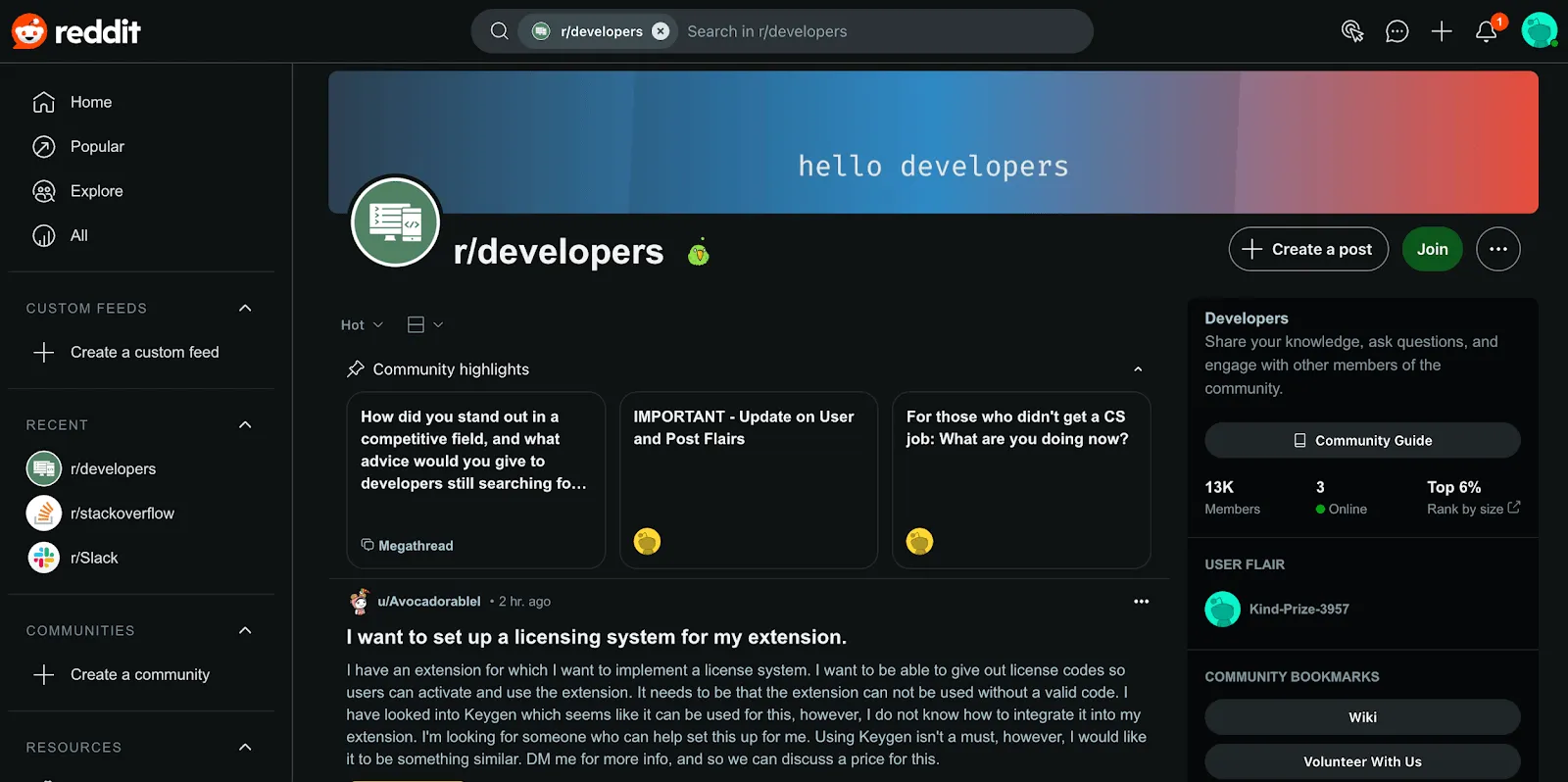 Communauté de développeurs Reddit