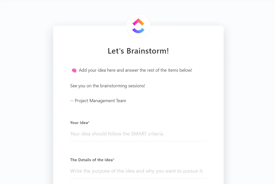 ClickUp-Vorlage für Brainstorming-Ideen