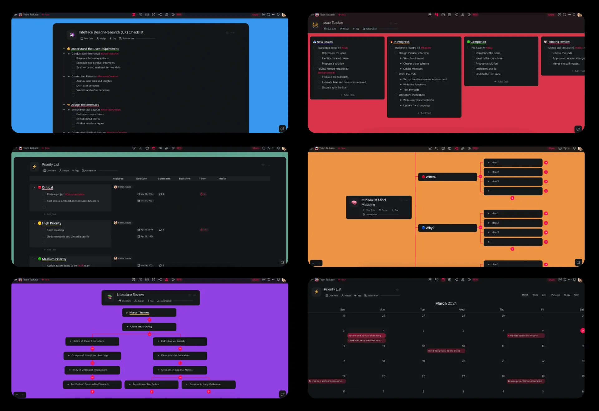 Vues de projet Taskade