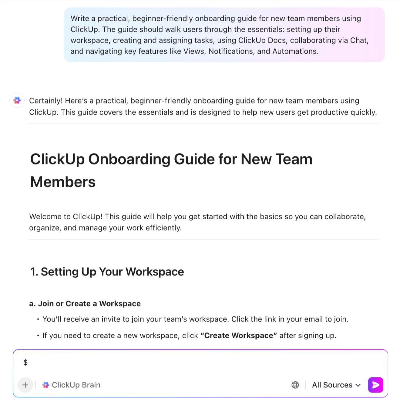 ClickUp Brain: Colaboração em tempo real