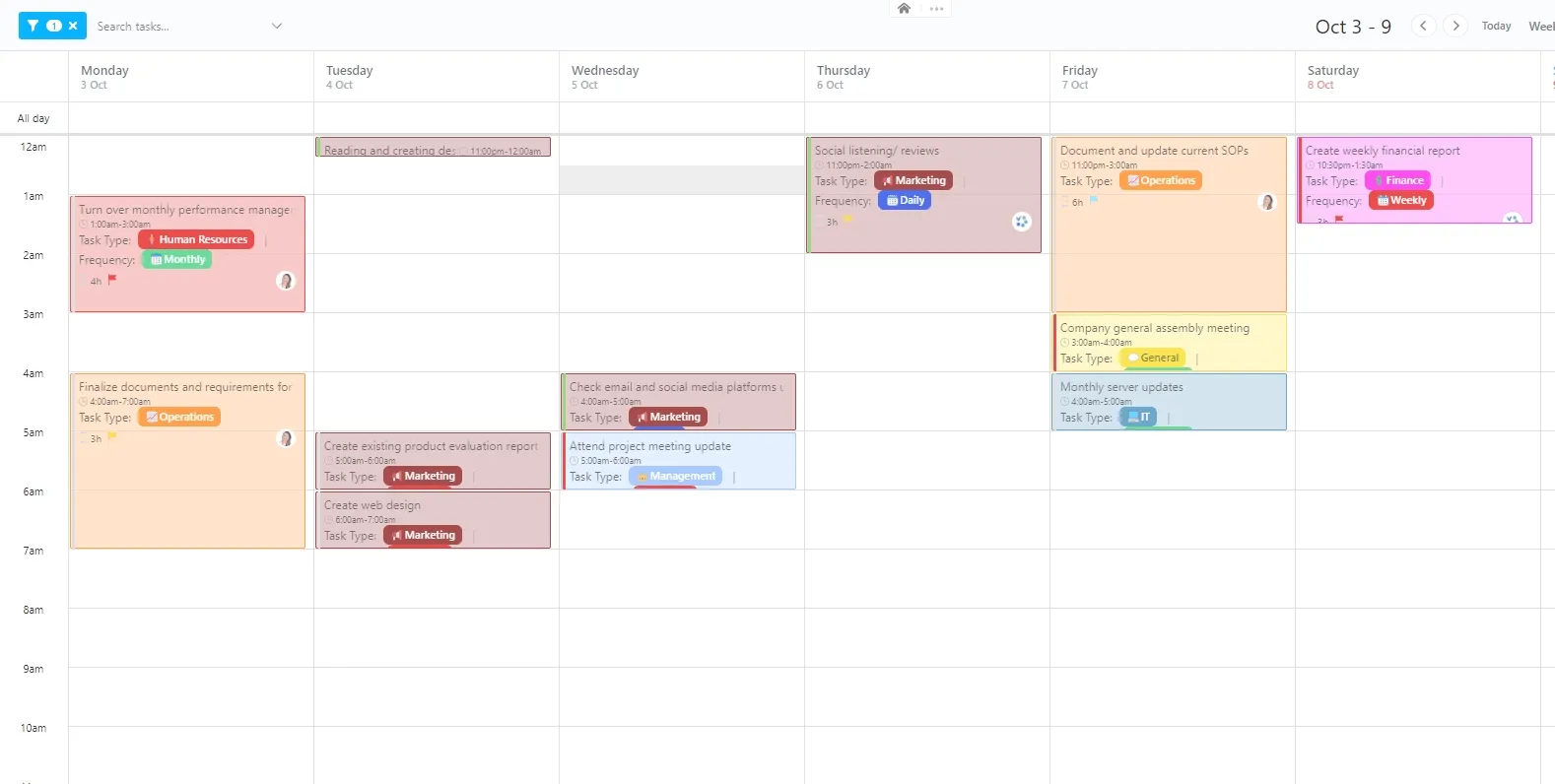 Acompanhe as horas de trabalho com eficiência com o modelo de programação por hora do ClickUp
