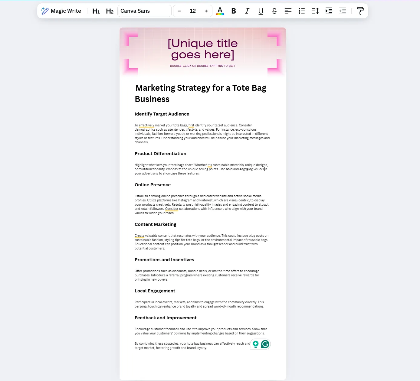 Magic Write : comment utiliser l'IA dans Canva