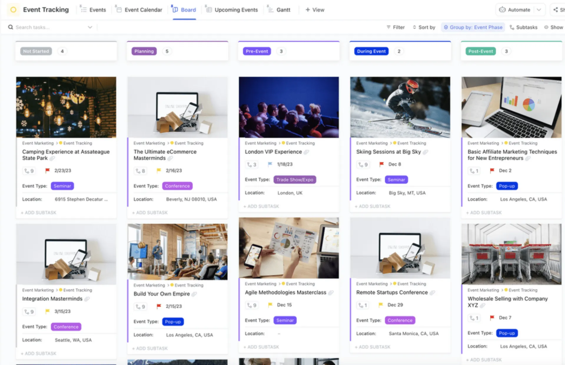 Templat Pemasaran Acara oleh ClickUp