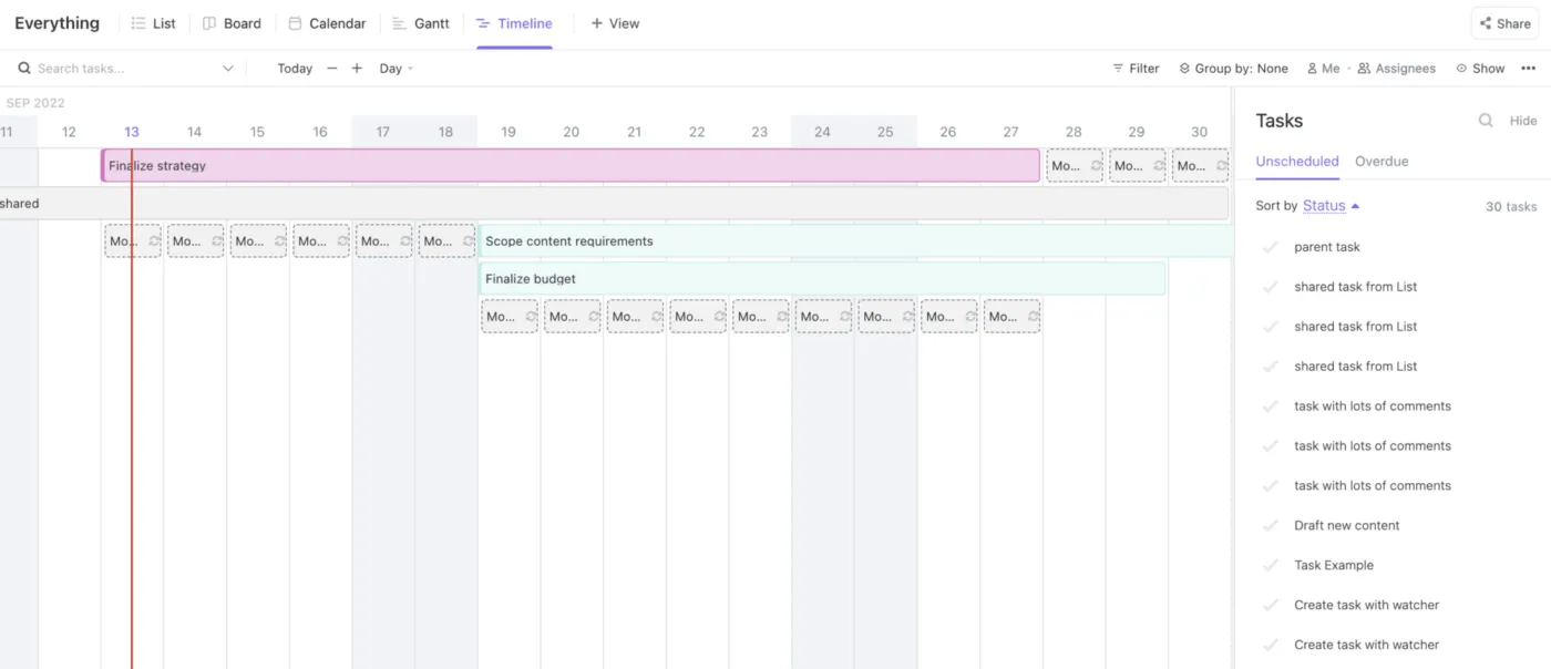 Visualizzazione della Sequenza di ClickUp