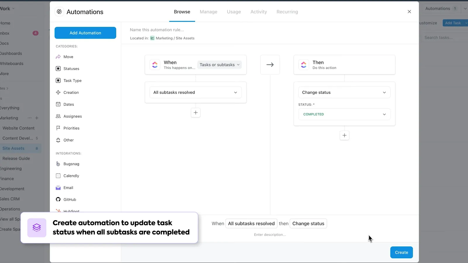 Automatisations ClickUp : codage Vibe