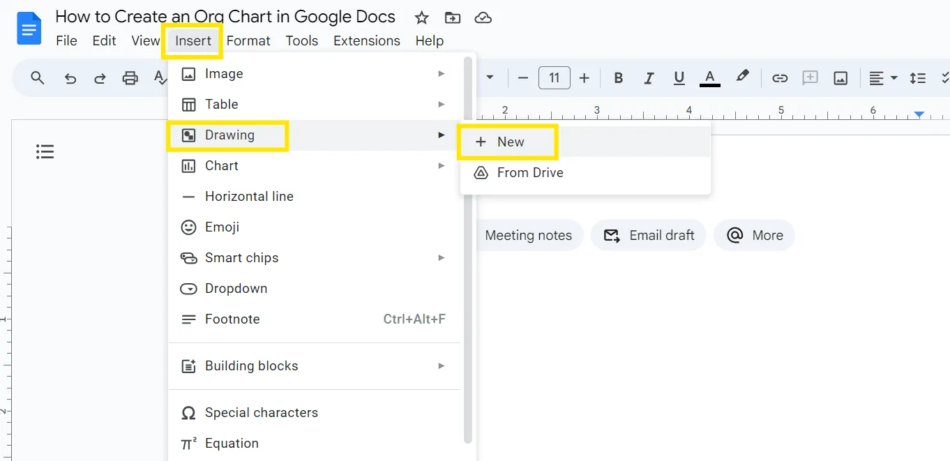 เข้าถึงเครื่องมือ Google Drawing