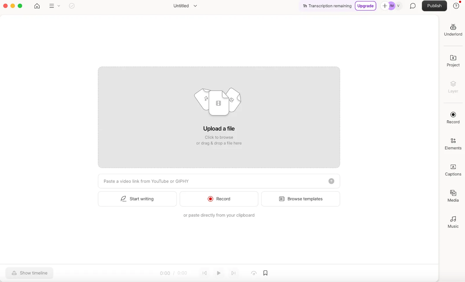 Dashboard di Descript