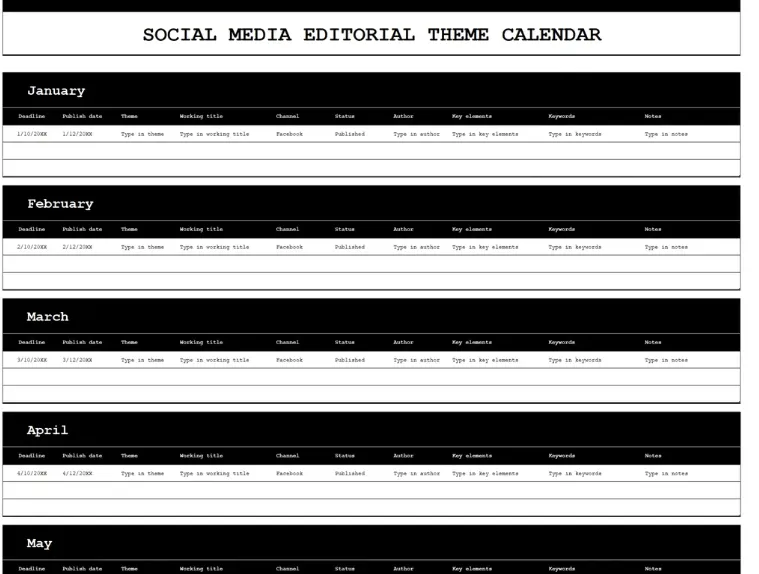 Redaktionell kalender för sociala medier