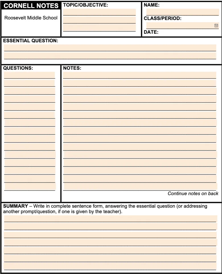 قالب ملاحظات كورنيل في Google Docs بواسطة DocHub