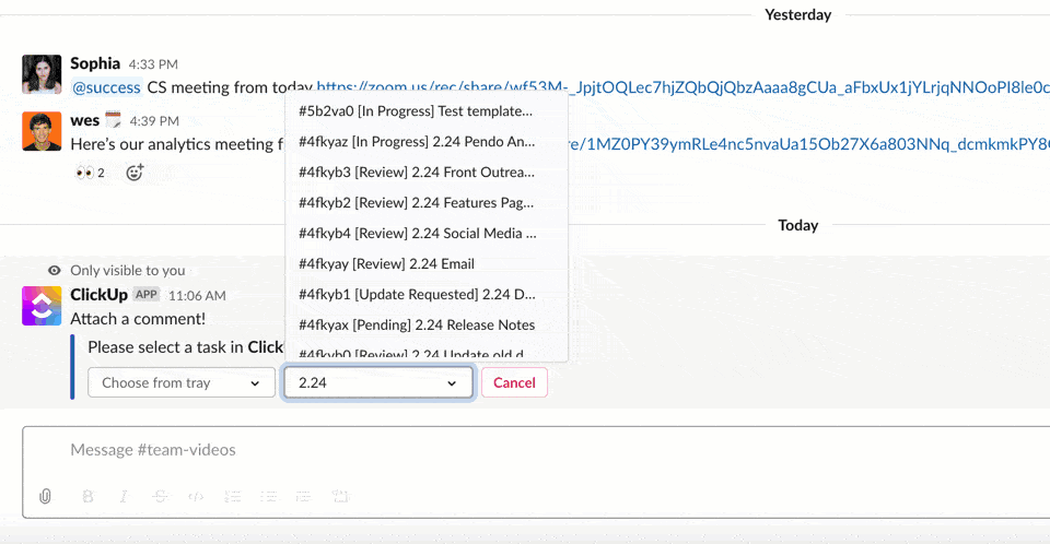 Integração com ClickUp e Slack