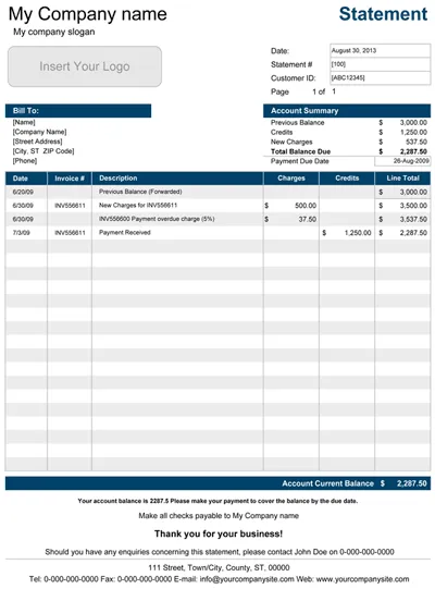 Szablon zestawienia rachunków w programie Excel autorstwa Spreadsheet123