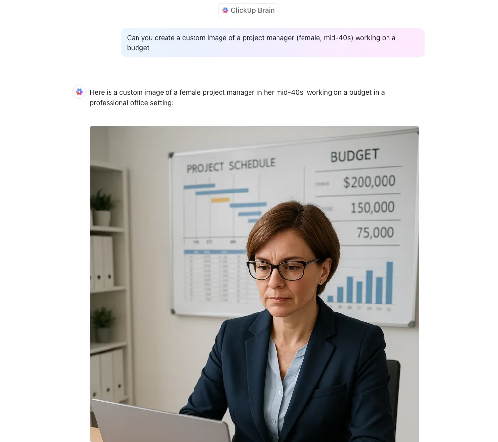 Създаване на персонализирани изображения чрез ClickUp Brain