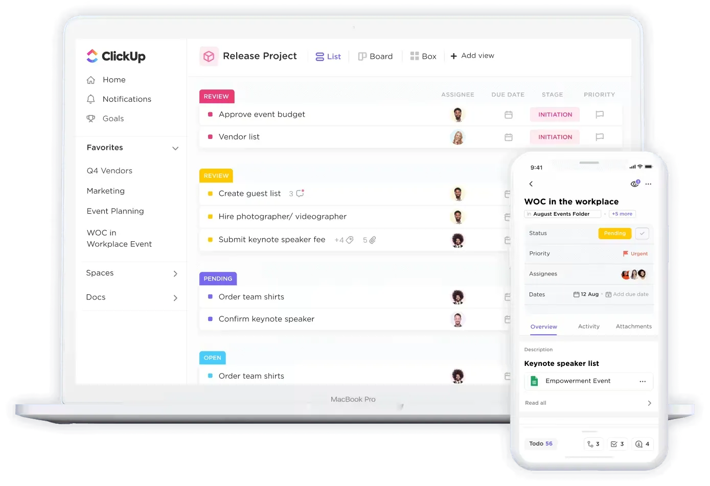 إدارة الأحداث في ClickUp: مسار تسويق الأحداث