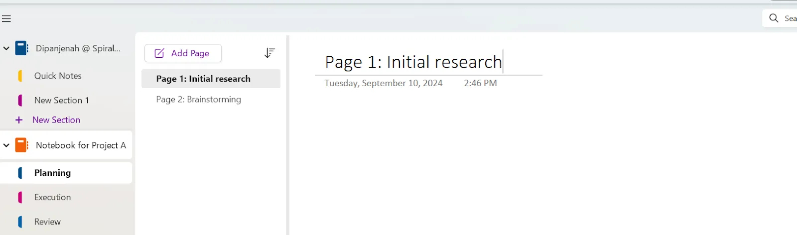 Jak organizovat OneNote Nová stránka