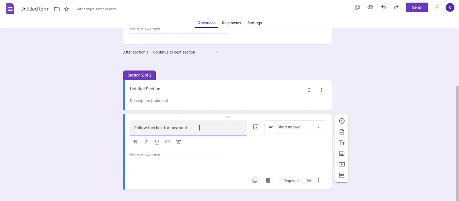 Thanh toán Google Forms