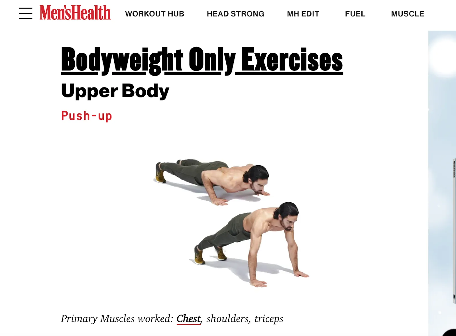 Men's Health：リスト記事の例