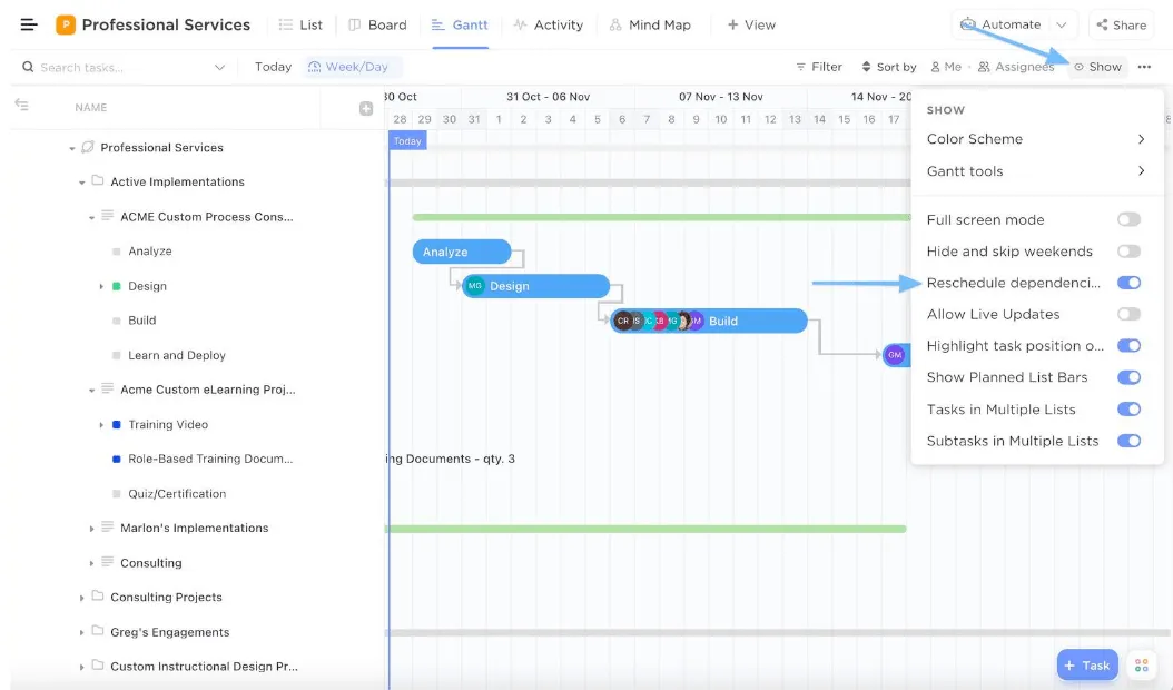 Diagrammi Gantt ClickUp: come utilizzare il software di project management