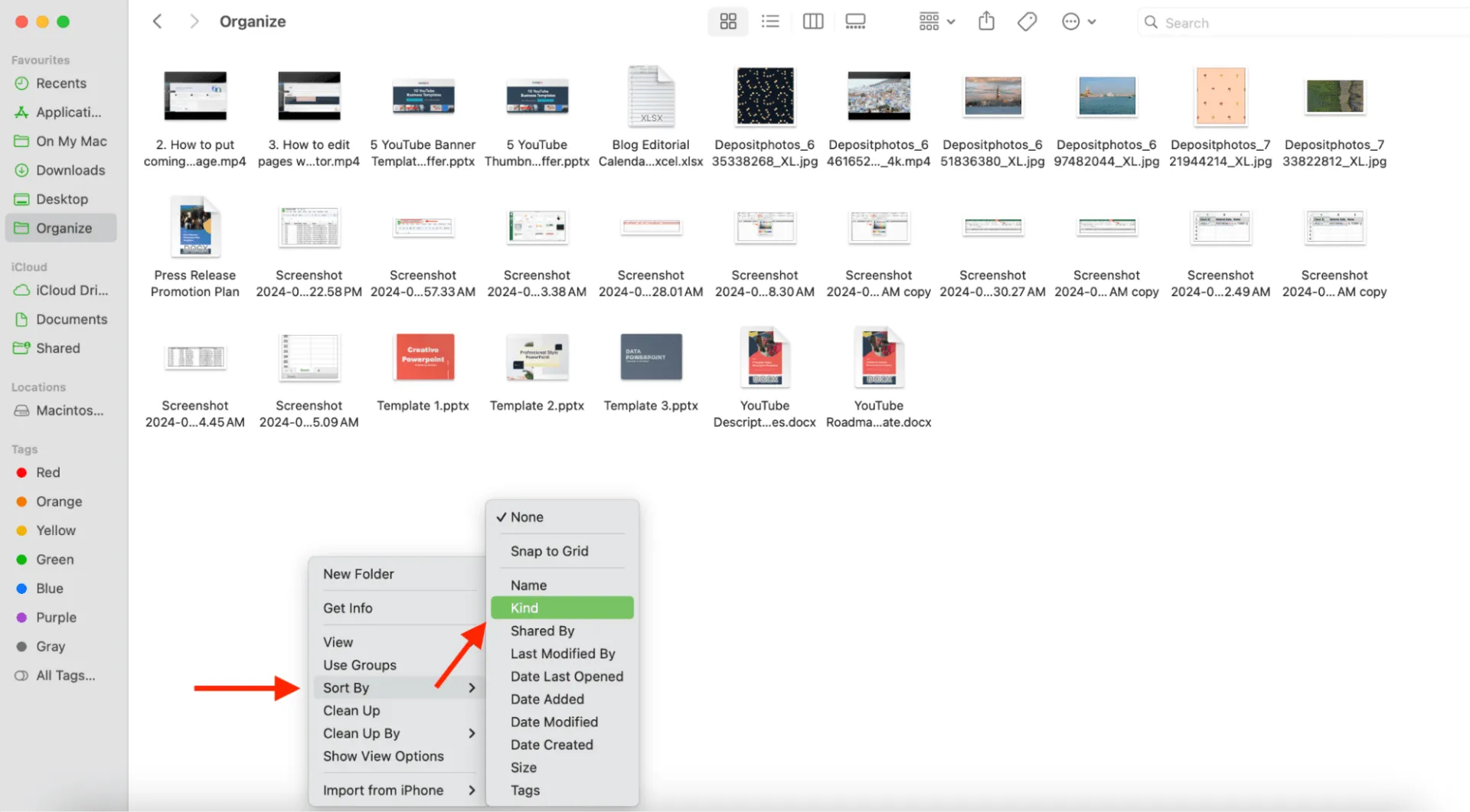 Classifique arquivos por tipo no Mac