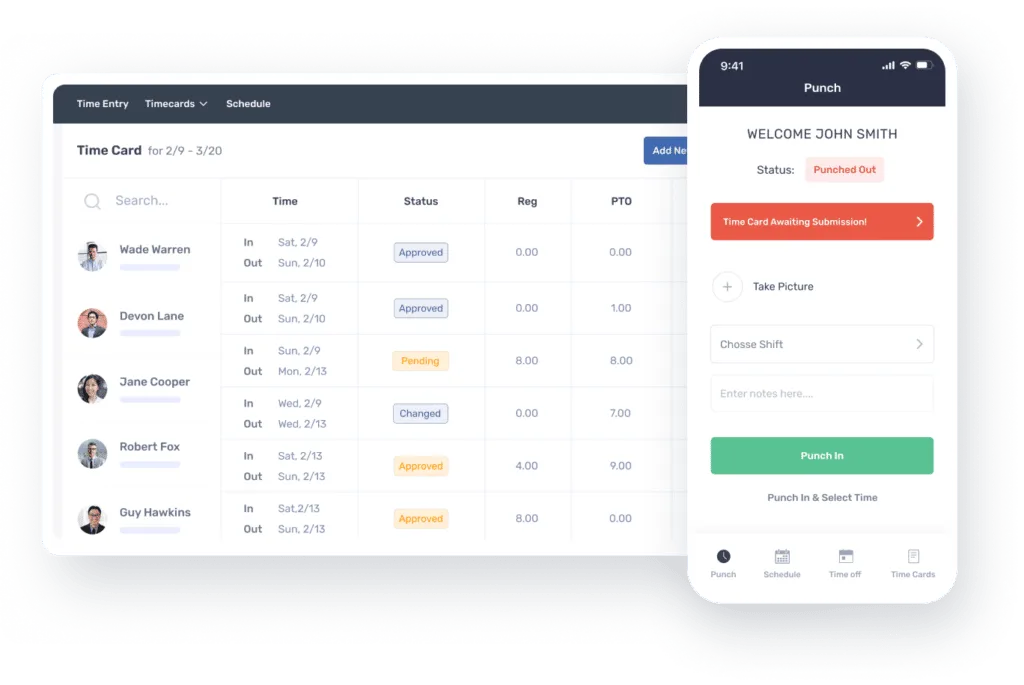 Software per il monitoraggio del tempo di costruzione: Buddy Punch, versione mobile e desktop per visualizzare i dati