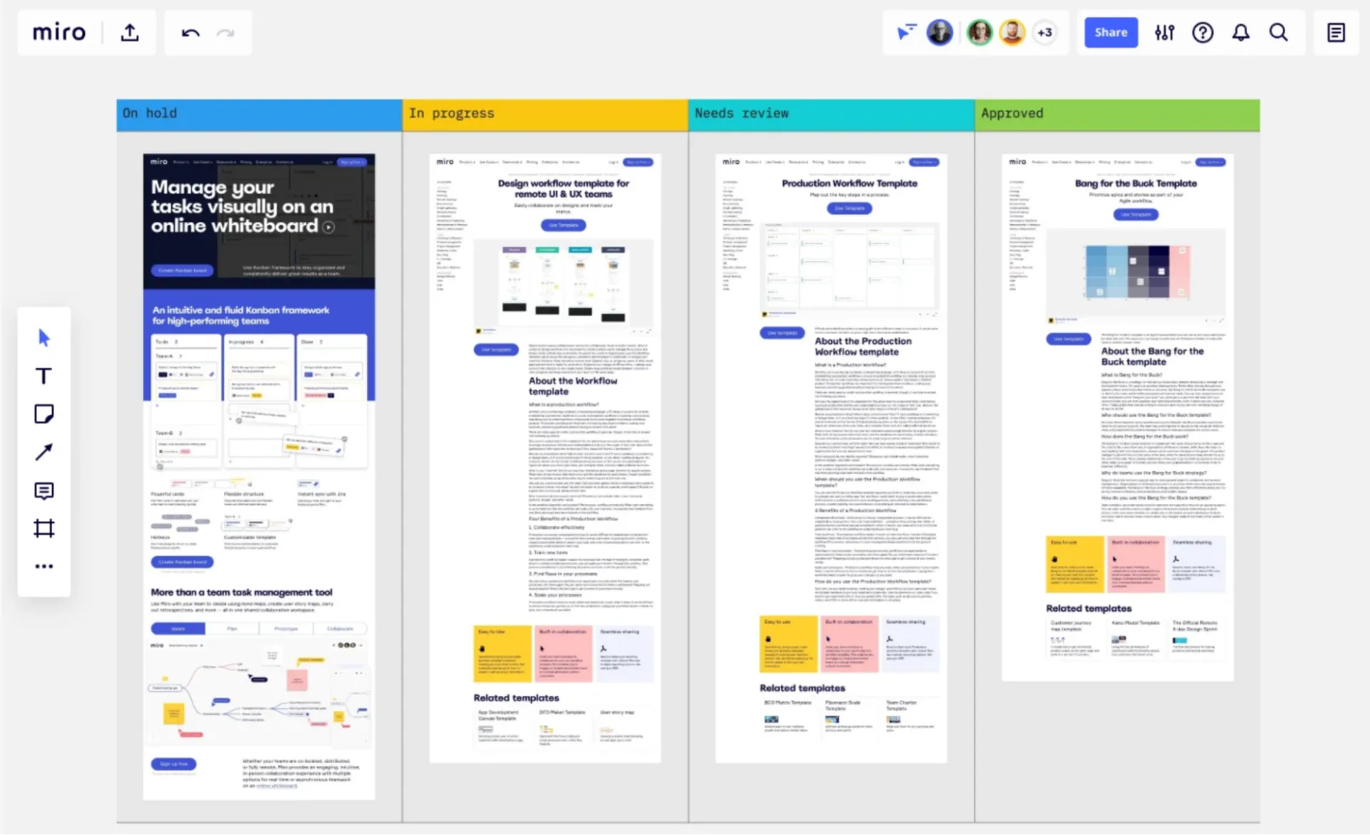 Alternatives à Aha : vue Tableau Kanban de Miro