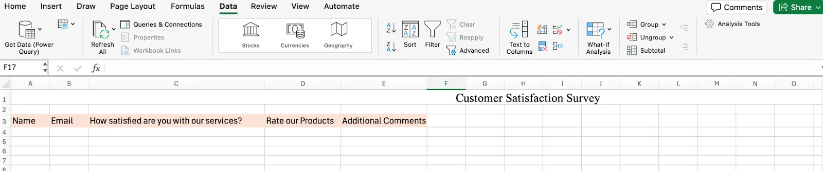 Sorularınızı biçimlendirin Excel'de anket oluşturmayı öğrenin