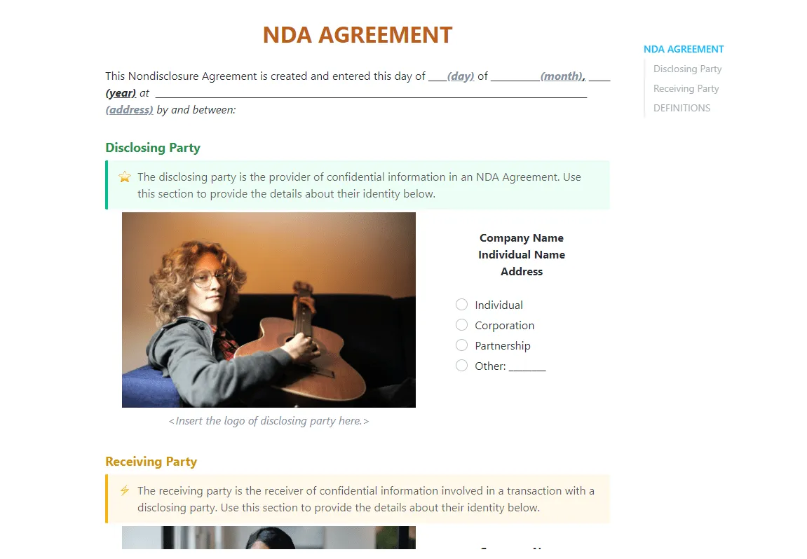 ClickUp NDA 契約