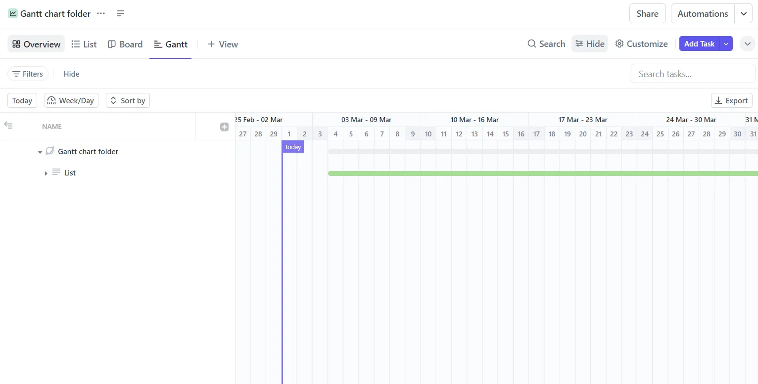 ClickUp-Gantt-Diagramm
