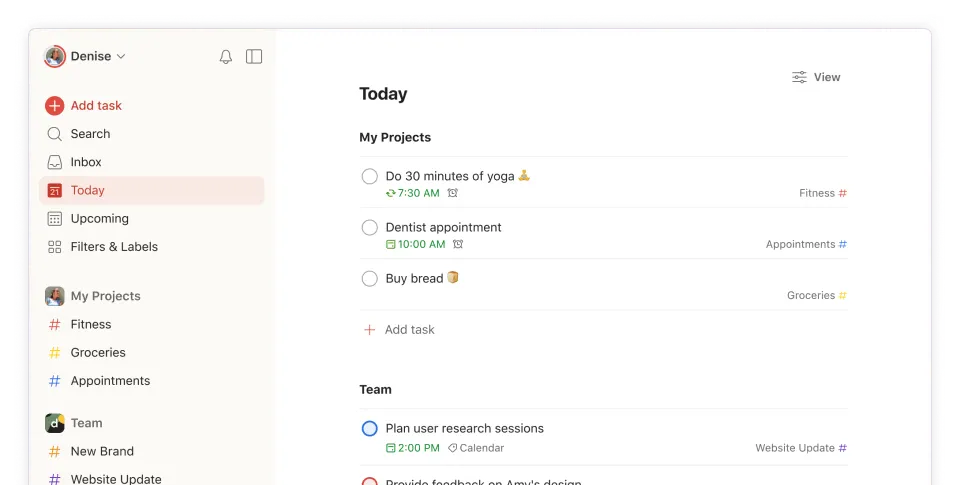 Synchronizace mezi platformami – Sunsama vs. Todoist