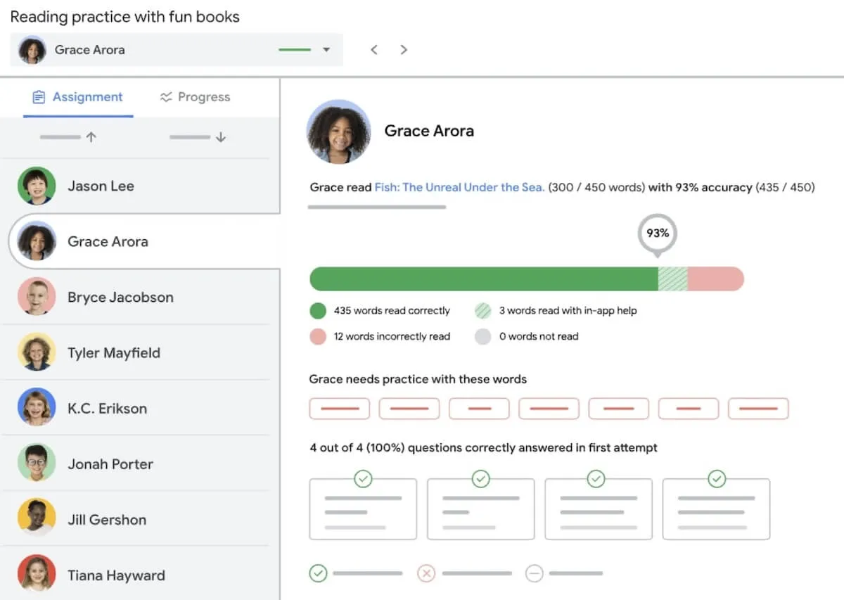 Alat kolaborasi untuk siswa: hasil tugas siswa di Google Classroom