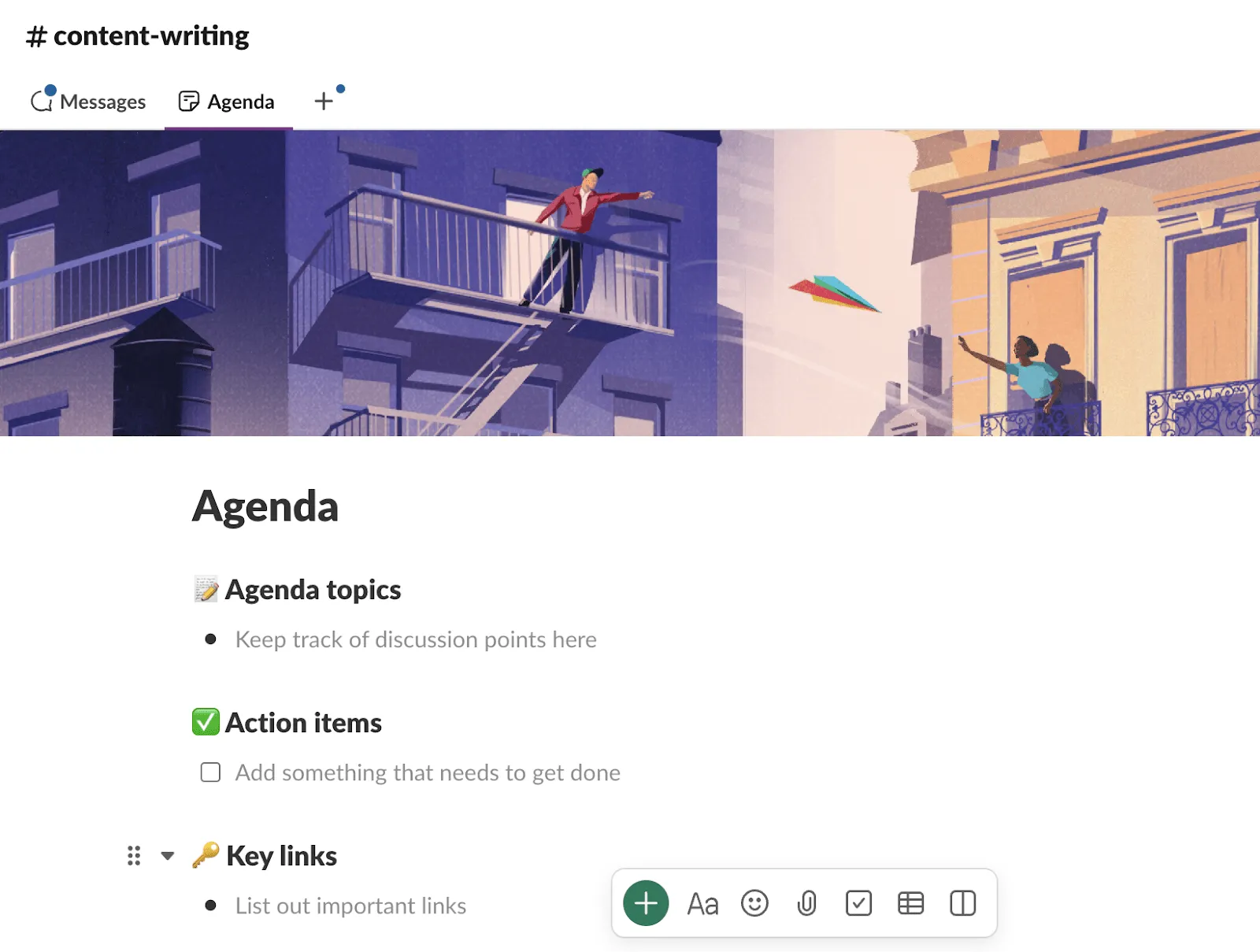 Template agenda rapat: Template Pesan Slack