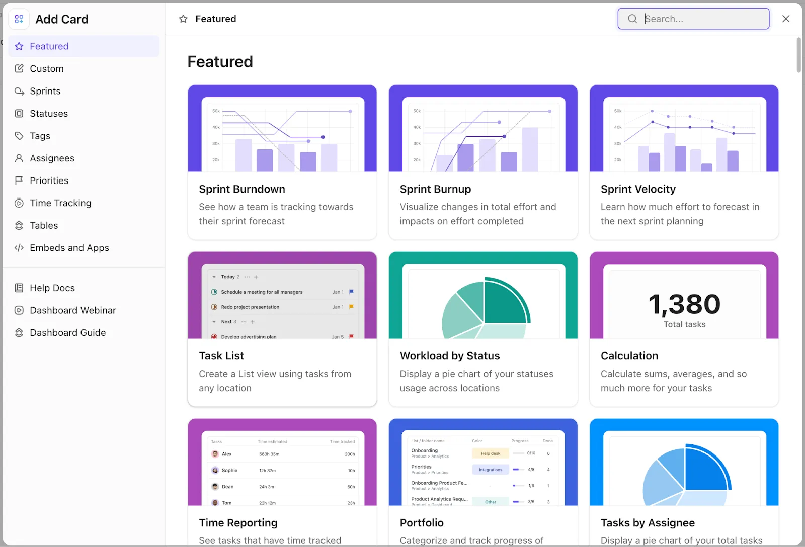KI-Karten in ClickUp-Dashboards