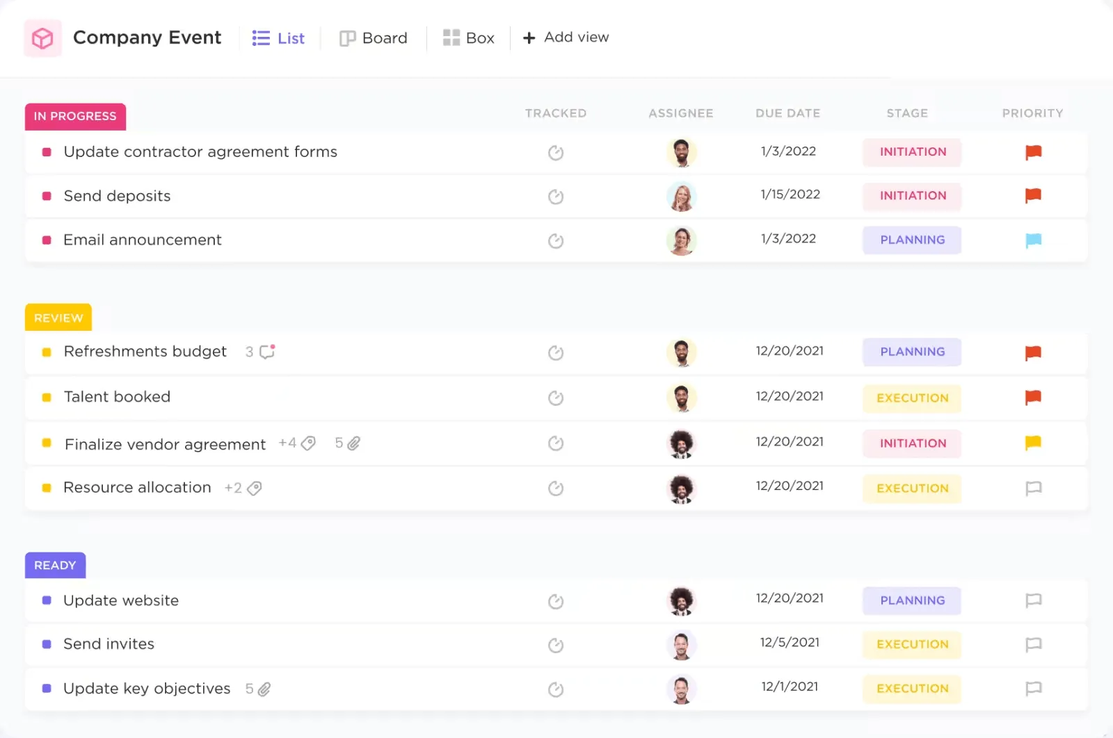 Utiliza las vistas de ClickUp para la gestión del trabajo diario