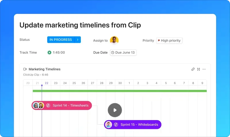 ClickUp Clips'leri zahmetsizce görevlere dönüştürün